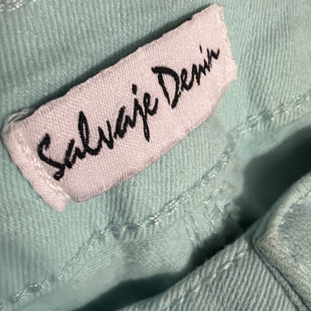 Salvage Denim Skinny Jeans Distressed Womens Size 5 (26x27) Powder Green - Picture 7 of 10